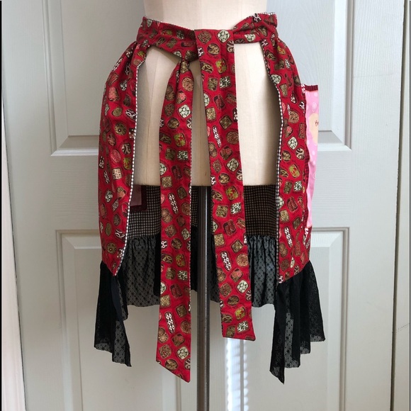 NEW Pinafore Apron Hostess Novelty Reversible Cottage Core Custom Made Sz L - Picture 9 of 16